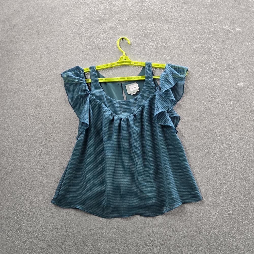 Maeve Women Blouse US 8 Teal Cold‎ Shoulder Chiffon
